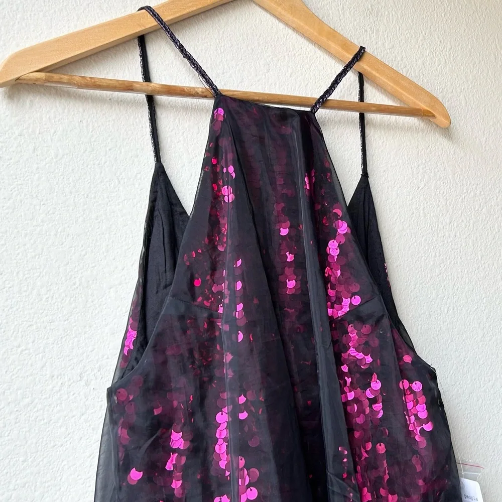 NWT $250 Free People Ghost Mini Sequin Dress in Purple Pink Black Sz 2